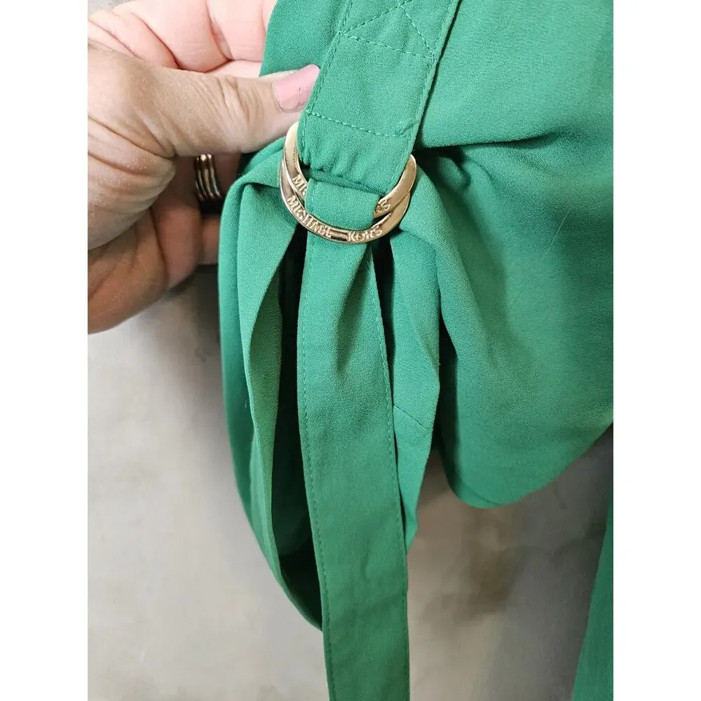 Michael Michael Kors Size 2X Plus Green Solid Collared Tunic 1/2 Zip Blouse